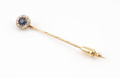 Altschliff Brillant Saphir Anstecknadel um 1900 - Jewellery & watches