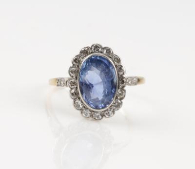 Altschliffbrillant Saphirring Diamanten zus. ca. 0,70 ct - Jewellery & watches