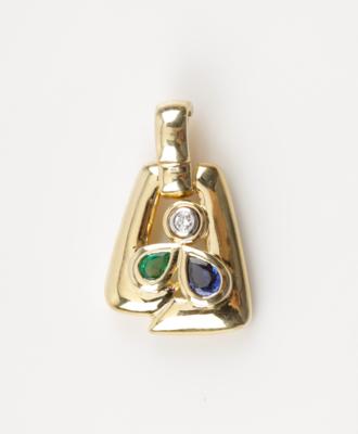 Brillant Saphir Smaragd Anhänger - Jewellery & watches