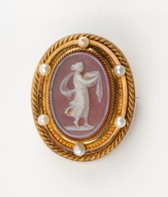 Achat Lagensteincamee Medaillon/Brosche um 1900 - Jewellery & watches