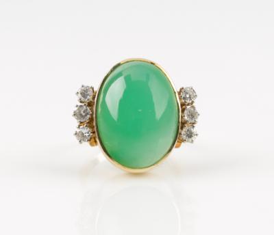 Brillant Chrysopras Ring Brillanten zus. ca. 0,60 ct - Schmuck & Uhren