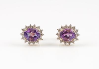 Diamant Amethyst Ohrstecker/ Schrauben - Klenoty & Hodinky