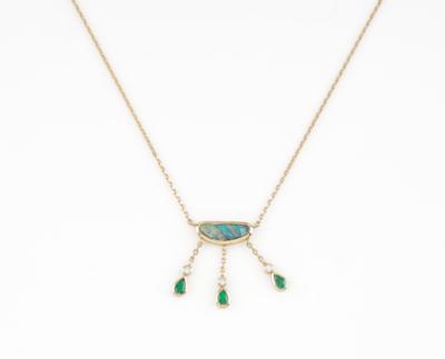 Diamant Opal Smaragd Collier - Schmuck & Uhren