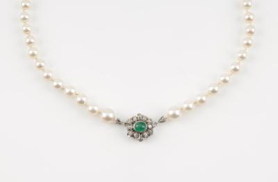 Diamant Smaragd Kulturperlen Collier - Gioielli & orologi