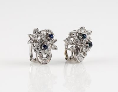 Brillant Diamant Saphir Ohrclips Brillanten zus. ca. 0,60 ct - Art & Antiques