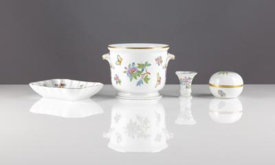 Cachepot, Schale, Deckeldose und Väschen, Porzellanmanufaktur Herend, Ungarn - Art & Antiques