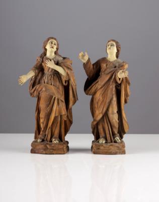 Paar Assistenzfiguren "Hll. Maria und Johannes", Oberösterreich, 18./19. Jahhrundert - Umění a starožitnosti