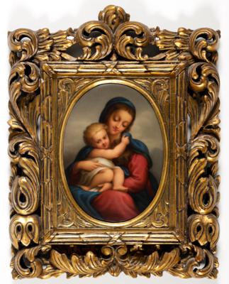 Porzellanbild "Madonna della Scala" Correggio, Königliche Porzellanmanufaktur KPM Berlin, um 1880 - Umění a starožitnosti