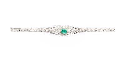 Smaragd-Diamantbrosche um 1920/30 - Frühlingsauktion