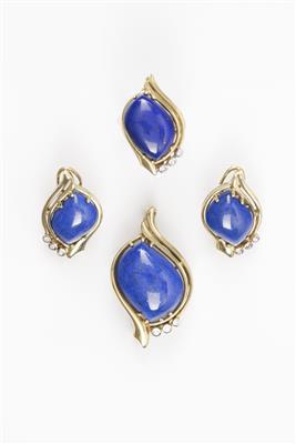 Lapis Lazuli-Brillant - Schmuckgarnitur - Antiques and art