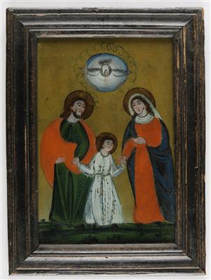 Hinterglasbild, Heilige Familie mit Heilig-Geist-Taube, frühes Sandl, 19. Jahrhundert - Frühlingsauktion