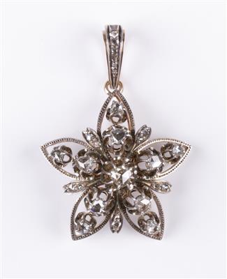 Diamantrautenanhänger/Brosche Arbeit um 1900 - Aukce podzim