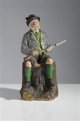 Tabaktopf mit "Kaiser Franz Joseph I. im Ischler Jagdkostüm", Fa. Baehr  &  Maresch, Böhmen, um 1900 - Aukce podzim