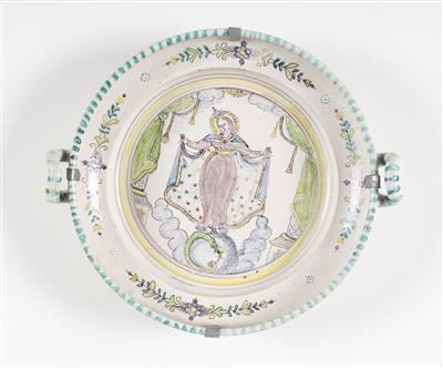 Doppelhenkelschüssel "Hl. Maria Immaculata", Gmunden, 1. Hälfte 19. Jahrhundert - Spring Auction