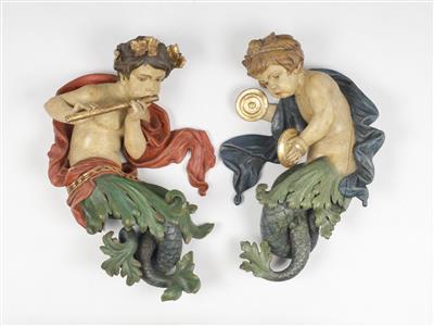 Paar musizierende Tritonenkinder, Deutschland, 19. Jahrhundert - Asta di primavera