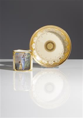 Tasse mit "Attitüde der Lady Hamilton", Anton Kothgasser (1769-1851), Kaiserliche Porzellanmanufaktur, Wien, um 1802 - Asta di primavera