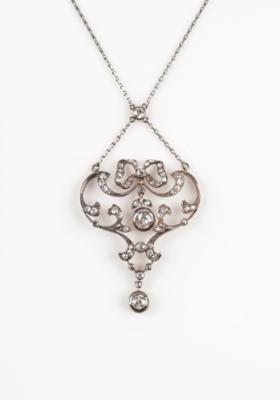 Altschliffbrillant Diamant Collier, zus. ca. 1,55 ct - Asta di primavera