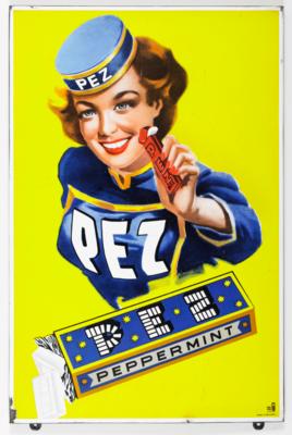PEZ PEPPERMINT, Reklameschild, 1950er Jahre - Frühlingsauktion