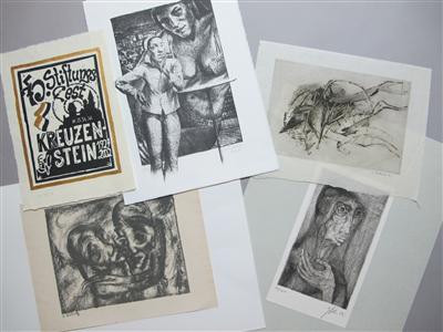 5 Grafiken: a) Günther FILUS* - Arte, antiquariato e gioielli
