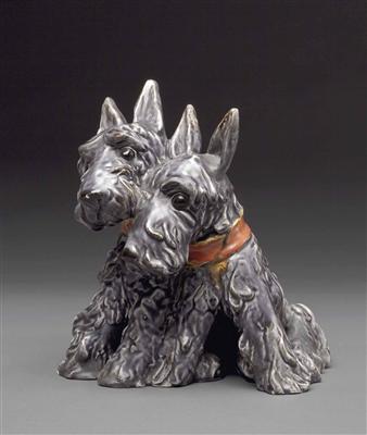 Scotch-Terrier Paar, Fa. Goldscheider, Wien um 1930 - Antiques, art and jewellery