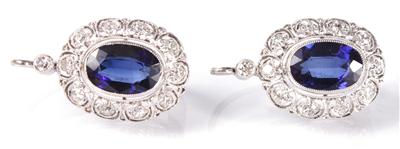 2 Diamantohrgehänge zus. ca. 0,40 ct - Antiques, art and jewellery