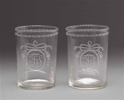 Paar Monogramm-Becher, Anfang 19. Jhdt. - Antiques, art and jewellery