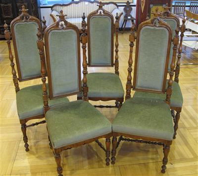 5 Hochlehn-Sessel im Frühbarockstil um 1870/80 - Kunst, Antiquitäten und Schmuck