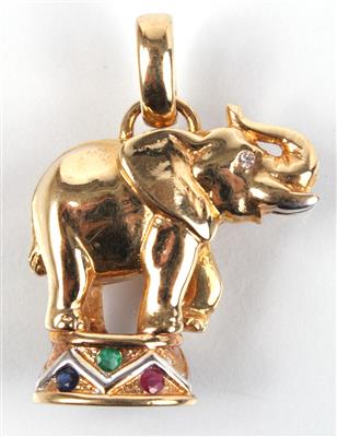 Diamantanhänger "Elefant" - Kunst, Antiquitäten und Schmuck