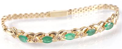 Diamant-Smaragd Fassonarmkette - Arte, antiquariato e gioielli