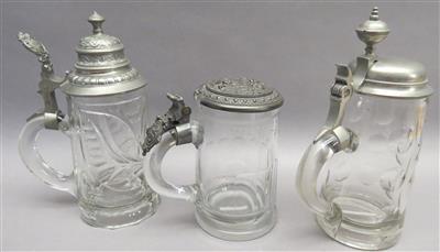 3 verschiedene Bierkrüge, 19. Jhdt./um 1900 - Antiques, art and jewellery