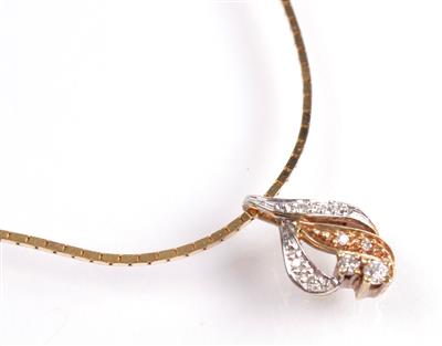 Brillant-Diamantanhänger an Fassonhalskette - Arte, antiquariato e gioielli