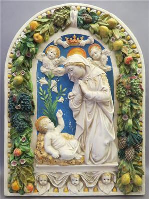 Reliefbild "Die Anbetung des Kindes", nach Andrea della Robbia (1435 - 1525), 20. Jhdt. - Kunst, Antiquitäten und Schmuck