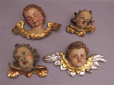 4 verschiedene geflügelte Engelsköpfe - Umění, starožitnosti, šperky