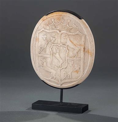 Marmor-Wappenkartusche, wohl Alpenländisch, 17. Jhdt. - Kunst, Antiquitäten und Schmuck