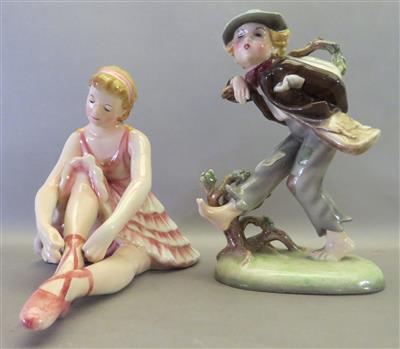 2 Figuren: "Ballerina" und "Wandersbursch", Fa. Keramos, Wien - Arte, antiquariato e gioielli