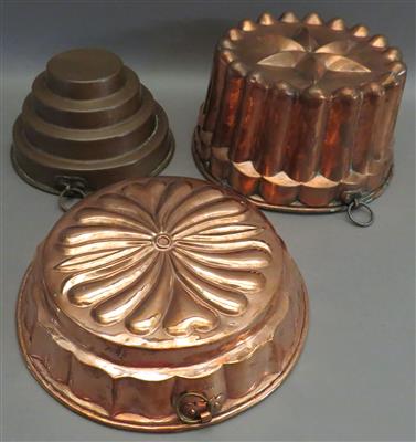 3 unterschiedliche Kupfermodel - Backformen - Arte, antiquariato e gioielli