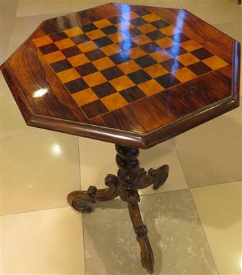 Kleiner Spieltisch mit Schachmarketerie, 2. Hälfte 19. Jahrhundert - Antiques, art and jewellery