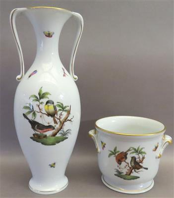 1 Vase, 1 Cachepot, Herend Ungarn, 20. Jhdt. - Kunst, Antiquitäten und Schmuck