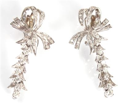 2 Diamantohrclipsgehänge zus. ca. 1,50 ct - Antiques, art and jewellery