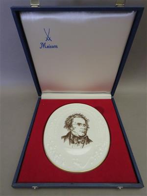 In Memoriam Franz Schubert - Meißen Porzellan-Bildnisplakette, DDR 1978 - Kunst, Antiquitäten und Schmuck