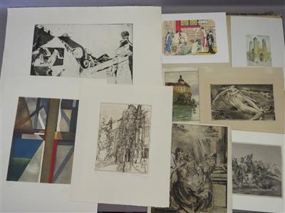 Sammlung von 13 Grafikblättern, 1 Aquarell und 1 Druck - Arte, antiquariato e gioielli