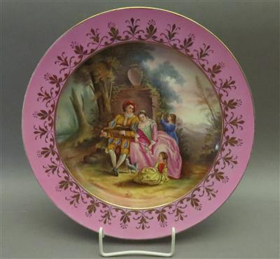 Bild-Teller "Familienidylle im Park", Meissen, 19. Jhdt. - Arte, antiquariato e gioielli