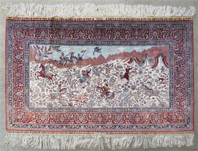 Seidenteppich ca. 93 x 156 cm, China, neuzeitlich - Antiques, art and jewellery