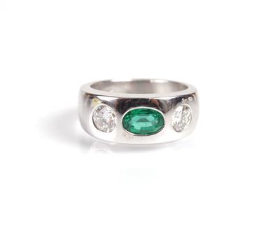 Brillant-Smaragd Ring - Arte, antiquariato e gioielli