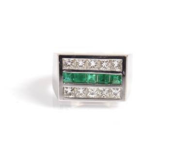 Diamant-Smaragd Ring - Kunst, Antiquitäten und Schmuck