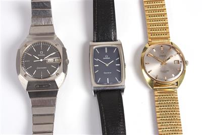 Omega, Seamaster und Geneve 3 Herrenarmbanduhren - Arte, antiquariato e gioielli