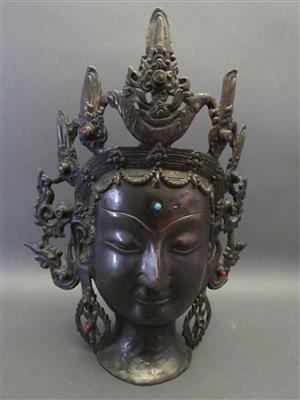 Kopf der Gottheit Bodhisattra Avalokiteshvara Sadakshari, Tibet, 20. Jhdt. - Arte, antiquariato e gioielli
