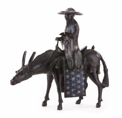 Chinesischer Gelehrter auf Pferd, 19./20. Jhdt. - Kunst, Antiquitäten und Schmuck