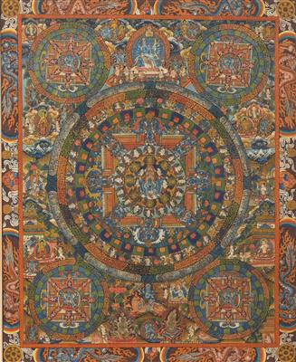 Thangka, Buddha-Bandala, Tibet/Nepal, Anfang 20. Jhdt. - Kunst, Antiquitäten und Schmuck