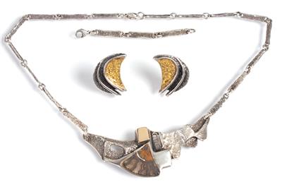 Schmuckset - Collier und Paar Ohrsteckclipse - Antiques, art and jewellery
